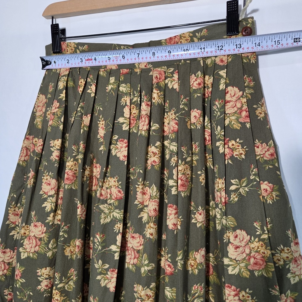 Ralph Lauren Country Floral Midi Skirt Sz 10 Cottage Rose Challis Cotton Romance - Picture 7 of 9